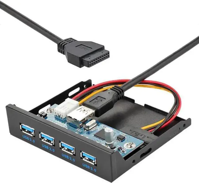 Alt view image 3 of 3 - WRIARICH 3.5 Inch Floppy Bay 4-Port USB 3.0 Front Panel Hub, Internal Expansion Dock with 20Pin Motherboard Header Cable for Desktop PC Case