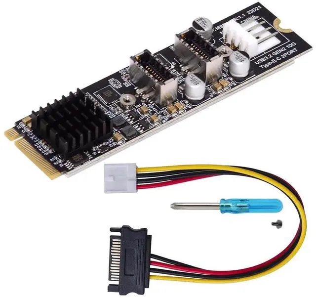 Main image of WRIARICH M.2 M-Key to Dual Type-E USB3.1 Front Panel Header Adapter Card, 10Gbps NVMe NGFF Expansion for Motherboard
