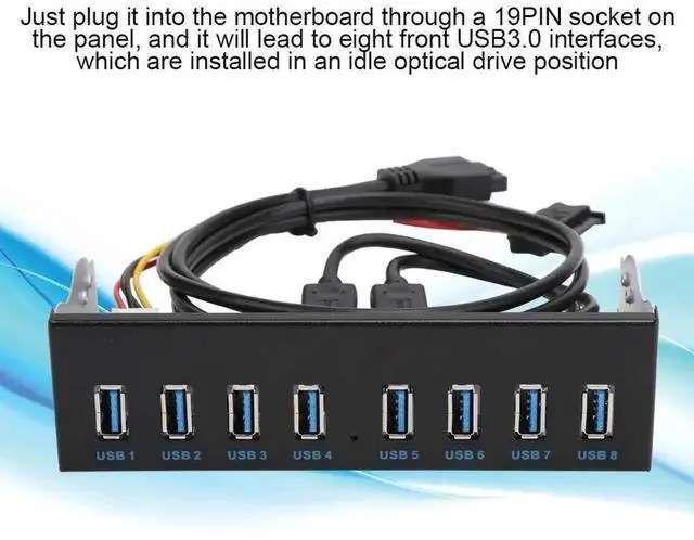 Alt view image 4 of 7 - WRIARICH Front Panel USB 3.0 Hub 8 Ports, 19 Pin Header to 8-Port USB 3.0 Front Bay Adapter, Internal Optical Drive Bay USB Expansion Hub for Desktop PC Case