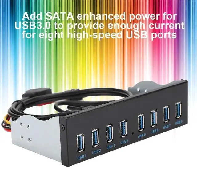 Alt view image 6 of 7 - WRIARICH Front Panel USB 3.0 Hub 8 Ports, 19 Pin Header to 8-Port USB 3.0 Front Bay Adapter, Internal Optical Drive Bay USB Expansion Hub for Desktop PC Case