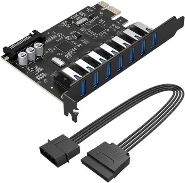 Main image of WRIARICH 7-Port Super Speed USB 3.0 PCIe Expansion Card with 15-Pin SATA Power Connector, PCI Express USB 3.0 Adapter for Desktop PC