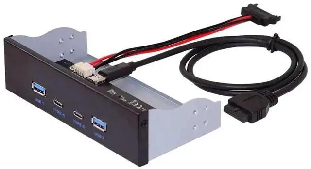 Alt view image 6 of 7 - WRIARICH 5.25 Inch Optical Drive Bay Front Panel Hub, 4-Port USB 3.0 Type-A & USB-C Motherboard Expansion Adapter for Desktop PC Chassis