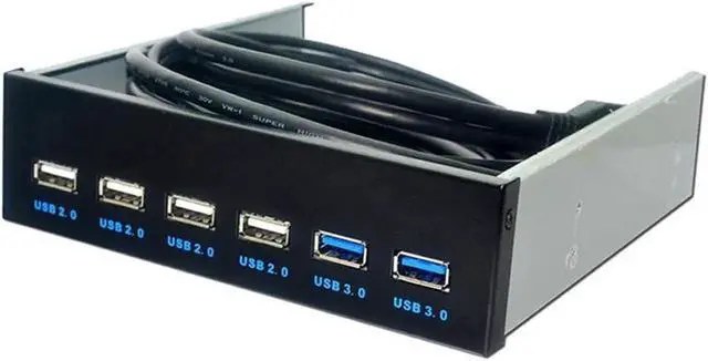 Alt view image 2 of 3 - WRIARICH 5.25 Inch PC Case Front Panel 6-Port USB Hub, 2 USB3.0 + 4 USB2.0 with 2.6FT Cable Connecting Motherboard USB Header