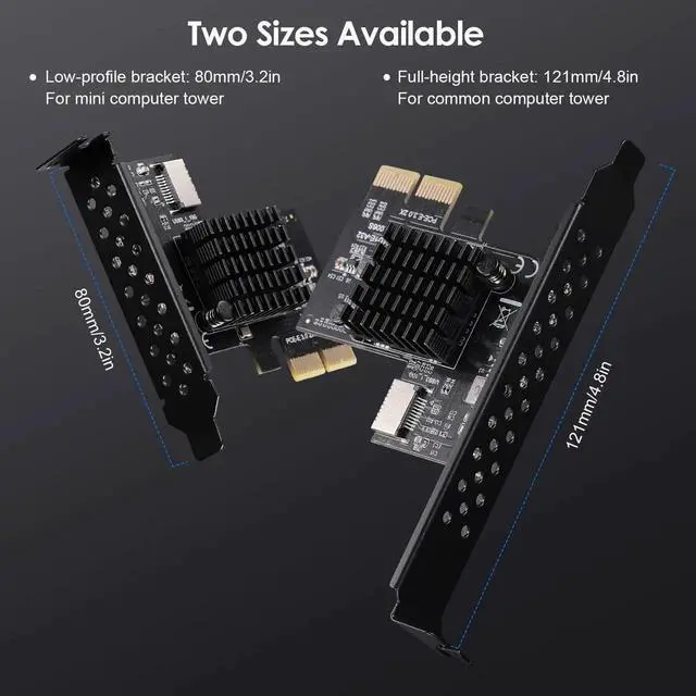 Alt view image 6 of 6 - WRIARICH PCIe 3.0 X2 USB3.1 Gen2 Expansion Card ASM3142, 10Gbps A-Key Type-E 20Pin Internal Front Type-C Header