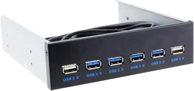 Alt view image 3 of 5 - WRIARICH 5.25 Inch PC Front Panel 6-Port USB Hub, 4 USB3.0 + 2 USB2.0 with 2.6FT Internal Cable for Desktop Motherboard Header Connection