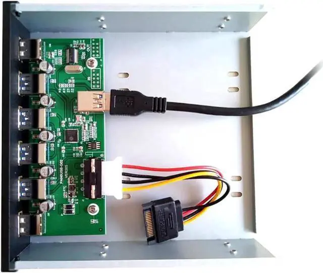 Alt view image 5 of 5 - WRIARICH 5.25 Inch PC Front Panel 6-Port USB Hub, 4 USB3.0 + 2 USB2.0 with 2.6FT Internal Cable for Desktop Motherboard Header Connection