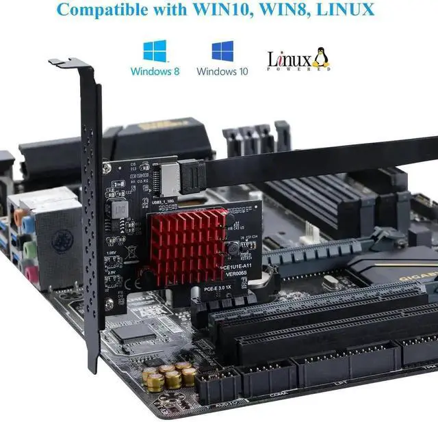 Alt view image 4 of 7 - WRIARICH PCIe 3.0 X1 USB 3.1 Gen2 Expansion Card ASM3142 Chip, 10Gbps A-Key Type-E Internal Front Panel Type-C Header Adapter