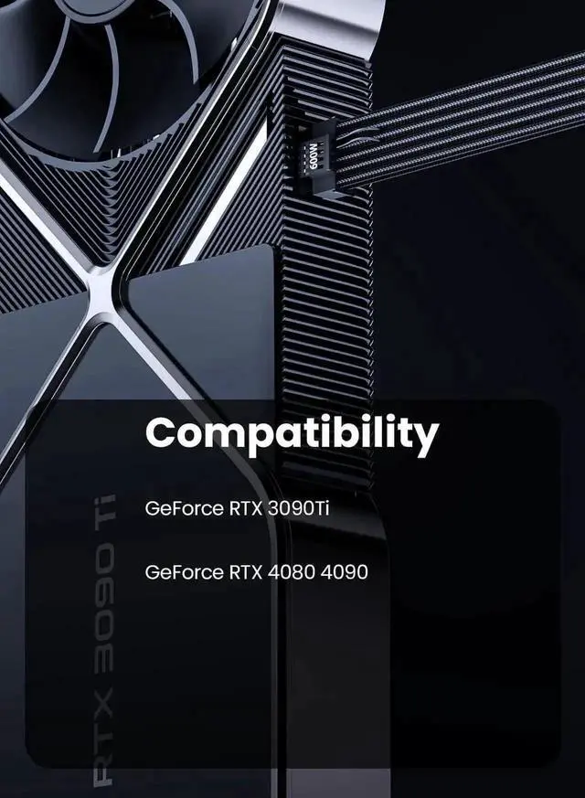 Alt view image 2 of 7 - WRIARICH 40cm Black Braided 12V-2x6 16Pin to 4×8Pin PCIe GPU Power Extension Cable, PCIe 5.0 16AWG 12VHPWR Cord for RTX 5090/5080/5070/5070Ti/4090/4080/4070Ti/3090Ti