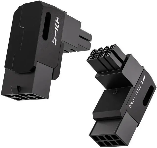 Main image of WRIARICH 2 Pack Black Shield Series 90 Degree Angled 8Pin PCIe GPU Power Adapter, Aluminum Shell Right Angle PCI-E Graphics Card Power Connector