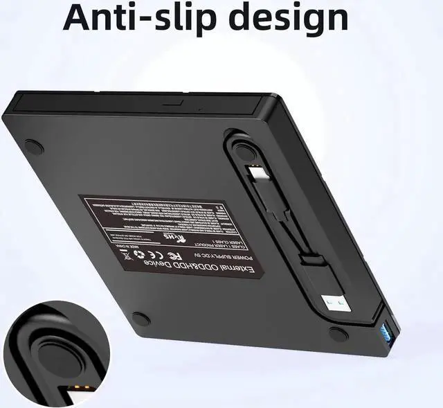 Alt view image 3 of 7 - WRIARICH 7 in 1 External CD DVD Drive, USB 3.0 Type-C CD DVD +/- RW Burner Plug and Play Optical Drive for Laptop PC Windows 11/10 Mac OS