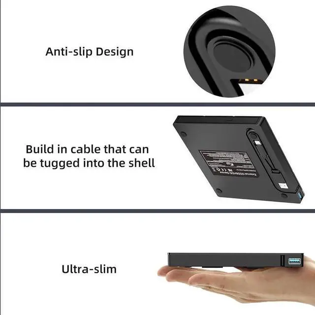 Alt view image 7 of 7 - WRIARICH 7 in 1 External CD DVD Drive, USB 3.0 Type-C CD DVD +/- RW Burner Plug and Play Optical Drive for Laptop PC Windows 11/10 Mac OS