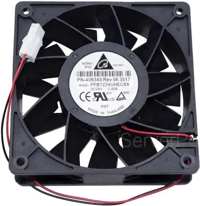 Main image of WRIARICH Well Tested PFB1224UHEC8X 12038 DC24V 2.40A 2-Wire High Airflow Industrial Cooling Fan for Inverter Server Cabinet