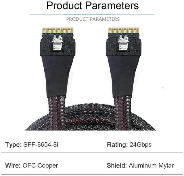 Alt view image 3 of 7 - WRIARICH 50cm PCIe 4.0 Slimline SAS Cable, SFF-8654 8i 74Pin Host to SFF-8654 74Pin Target Server Storage Cable