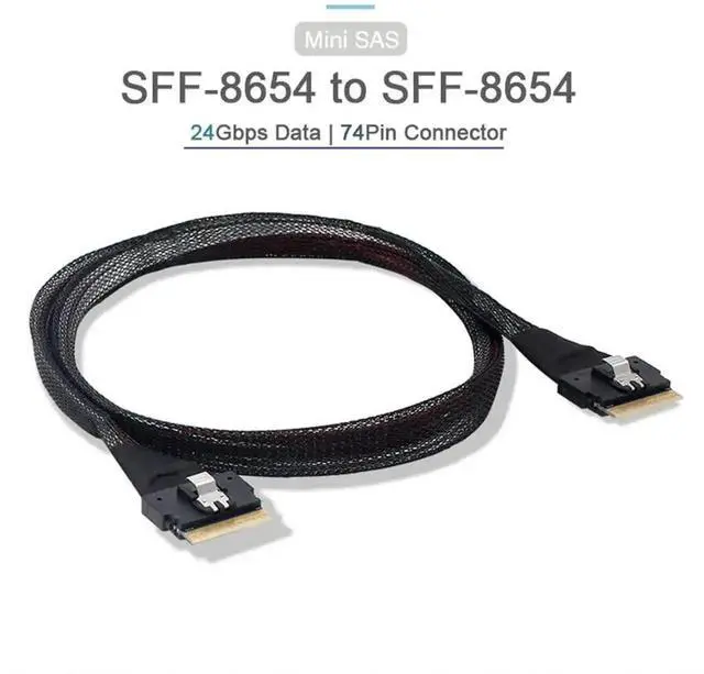 Alt view image 6 of 7 - WRIARICH 50cm PCIe 4.0 Slimline SAS Cable, SFF-8654 8i 74Pin Host to SFF-8654 74Pin Target Server Storage Cable