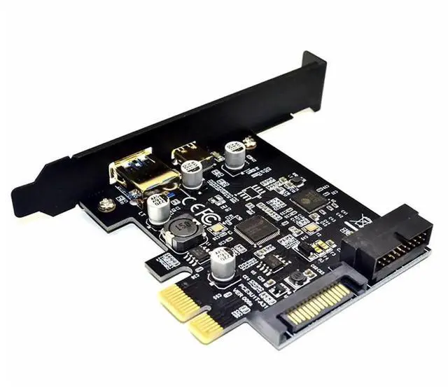Alt view image 5 of 5 - WRIARICH PCIe x1 USB3.1 Gen1 Expansion Card 5Gbps, 1×USB-A +1×USB-C +19Pin Front Panel Header