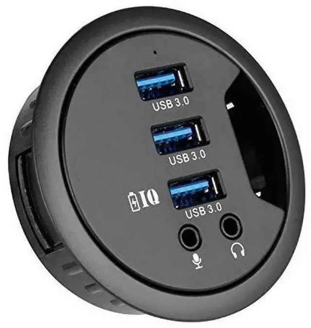 Main image of WRIARICH Desk Grommet Hole USB 3.0 Hub, 3-Port USB3.0 Docking Station with BC1.2 Fast Charging & 3.5mm Audio/Mic Combo Jack, Universal Desktop Hole Mount Adapter for iPhone & Smartphones