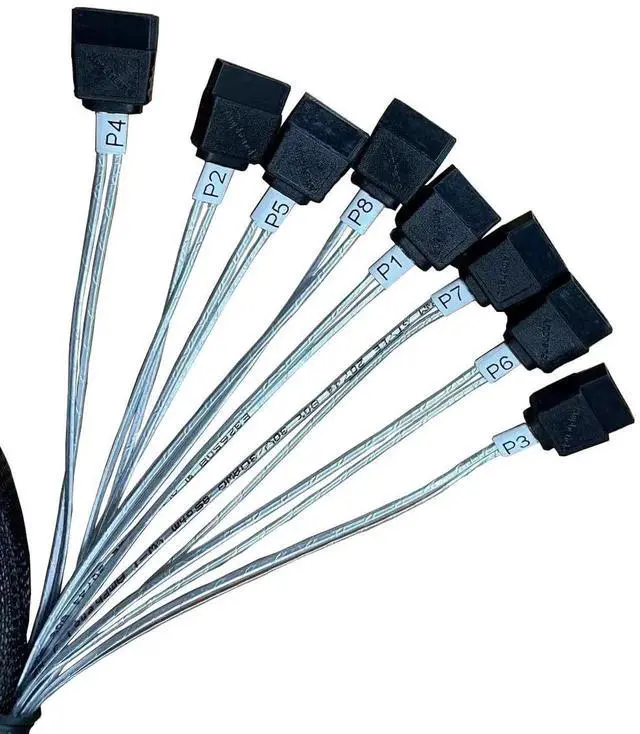 Alt view image 2 of 6 - WRIARICH PCIe X8 SlimSAS SFF-8654 74Pin Host to 8 x 7Pin SATA Target HD Cable, 85CM Server Storage Expansion Wire