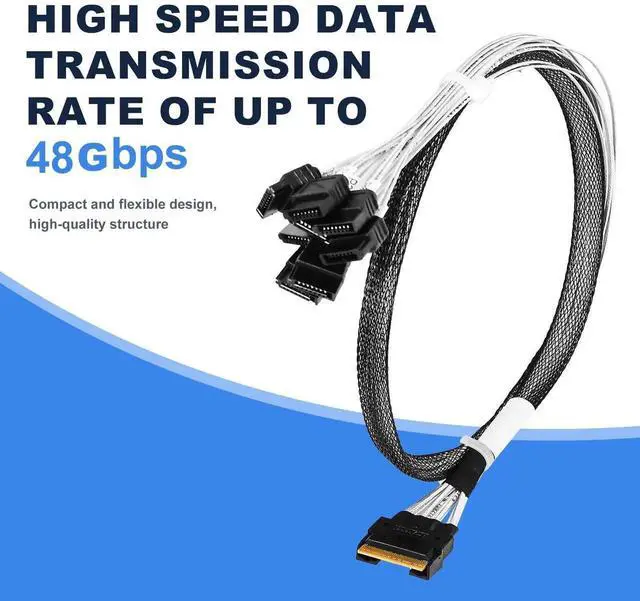 Alt view image 4 of 6 - WRIARICH PCIe X8 SlimSAS SFF-8654 74Pin Host to 8 x 7Pin SATA Target HD Cable, 85CM Server Storage Expansion Wire