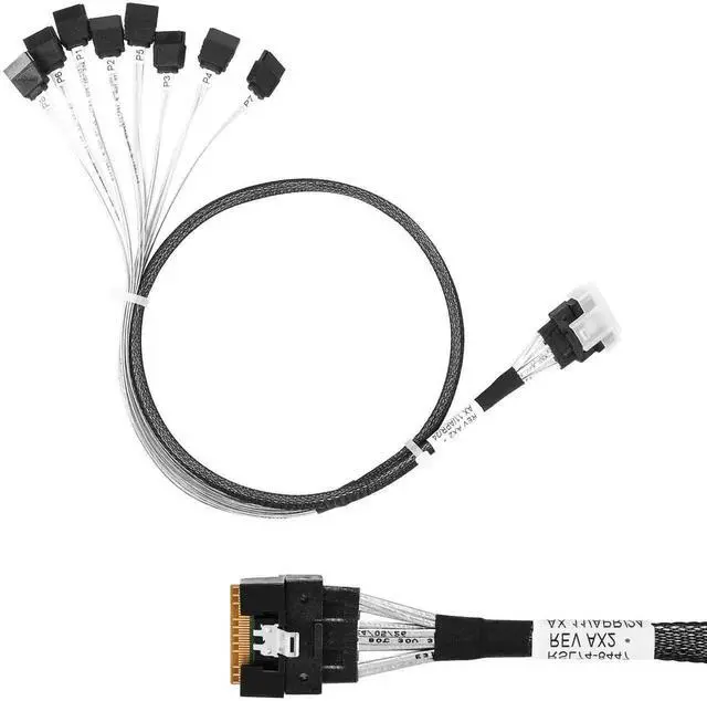 Alt view image 5 of 6 - WRIARICH PCIe X8 SlimSAS SFF-8654 74Pin Host to 8 x 7Pin SATA Target HD Cable, 85CM Server Storage Expansion Wire