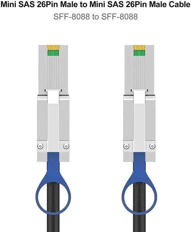 Alt view image 6 of 6 - WRIARICH 1M External Mini SAS Cable, SFF-8088 26Pin Male to SFF-8088 26Pin Male High-Speed Storage Server Cable