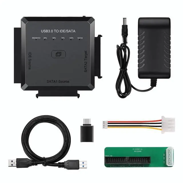 Alt view image 7 of 7 - WRIARICH USB3.0 SATA IDE Hard Drive Reader with One-Touch Clone Function, Fits 2.5/3.5 Inch HDD/SSD, Comes with 12V Power Adapter