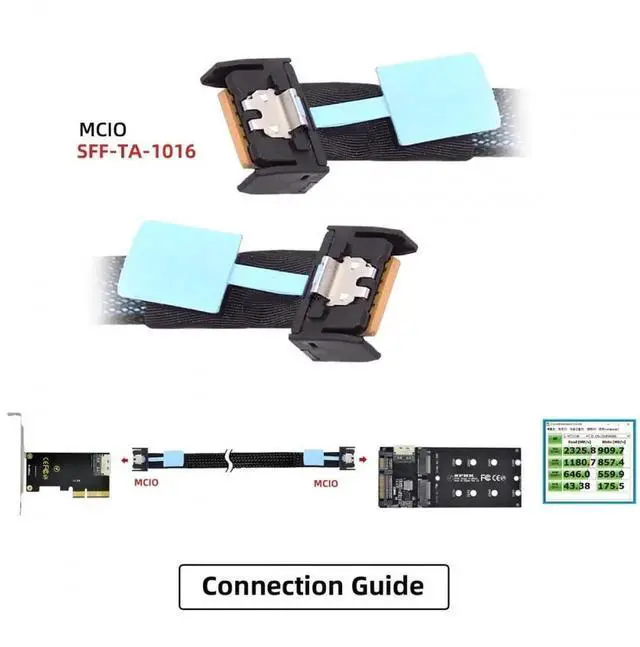 Alt view image 6 of 7 - WRIARICH 50cm PCIe 5.0 MCIO 4i 38Pin Male to SFF-TA-1016 MCIO Extension Cable