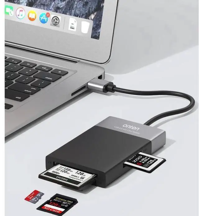 Main image of WRIARICH White 6-in-1 USB 3.0 OTG Hub Multi Card Reader, High Speed Memory Card Adapter Supports SD TF CF XQD Cards for Cameras Laptops