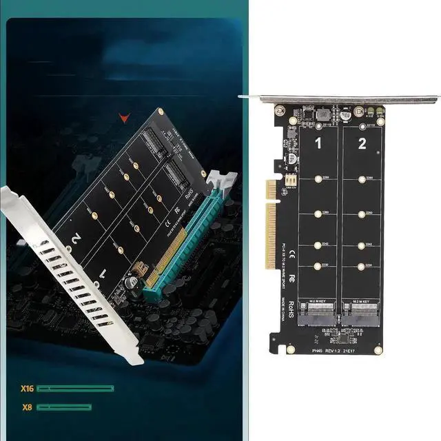 Alt view image 5 of 7 - WRIARICH PH45 M.2 NVMe M Key to PCIe X8 Adapter Card, PCIe 3.0/4.0 Full Speed 32Gbps NVMe SSD Expansion Card for Desktop PC