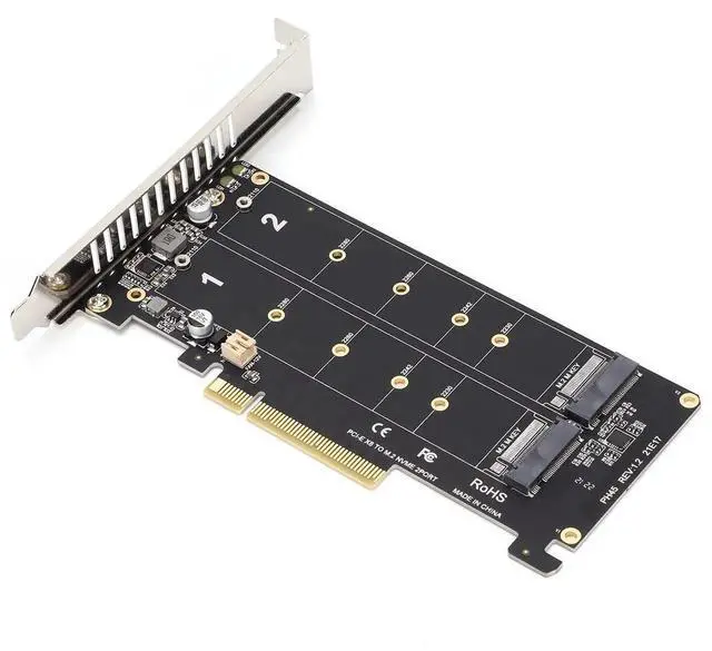 Alt view image 7 of 7 - WRIARICH PH45 M.2 NVMe M Key to PCIe X8 Adapter Card, PCIe 3.0/4.0 Full Speed 32Gbps NVMe SSD Expansion Card for Desktop PC