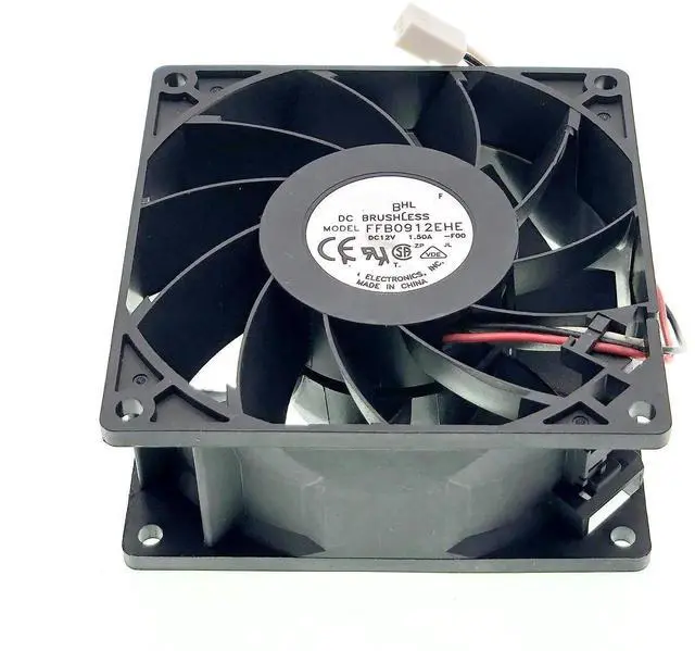 Alt view image 3 of 7 - WRIARICH FFB0912EHE 92x92x38mm Brushless Cooling Fan, DC12V 1.50A 16.2W 5700RPM 3-Pin 3-Wire