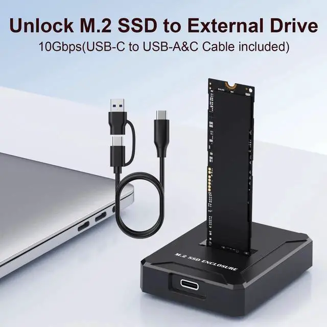 Alt view image 2 of 7 - WRIARICH USB-C M.2 SSD Enclosure, Supports NVMe M-Key & SATA B+M-Key, Fits 2230/2242/2260/2280/22110