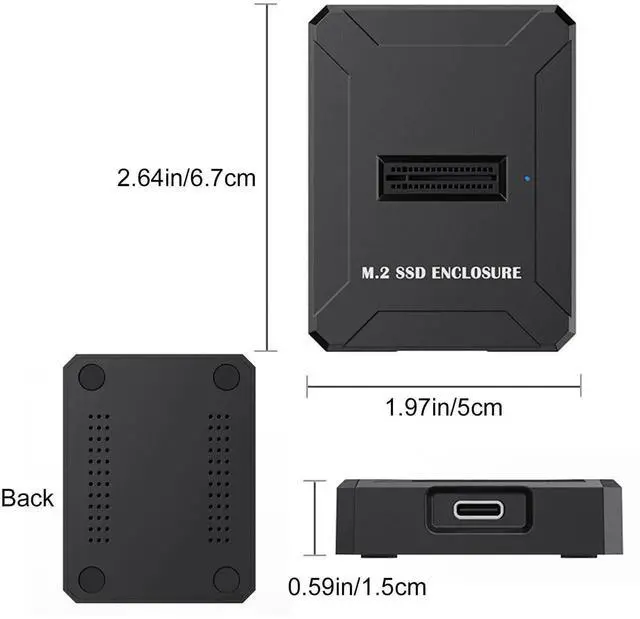 Alt view image 7 of 7 - WRIARICH USB-C M.2 SSD Enclosure, Supports NVMe M-Key & SATA B+M-Key, Fits 2230/2242/2260/2280/22110