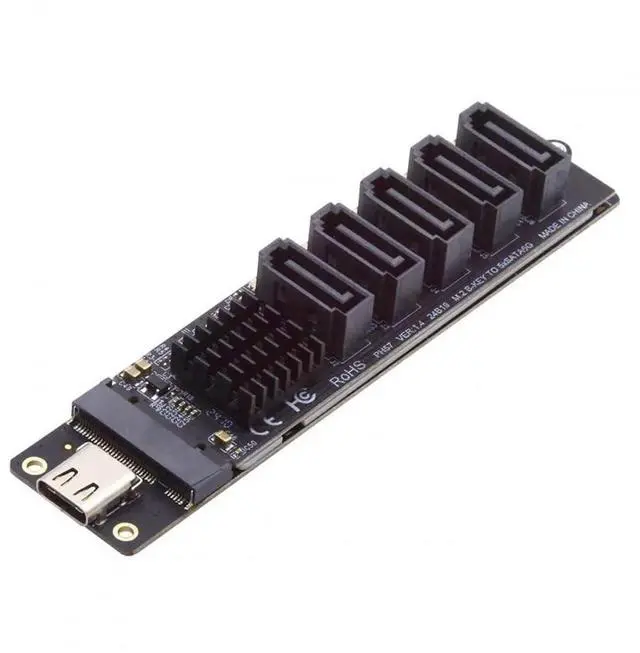 Main image of WRIARICH 10Gbps USB-C to NGFF B+M Key 5-Port SATA Adapter, JMS580+JMB575 Port Multiplier