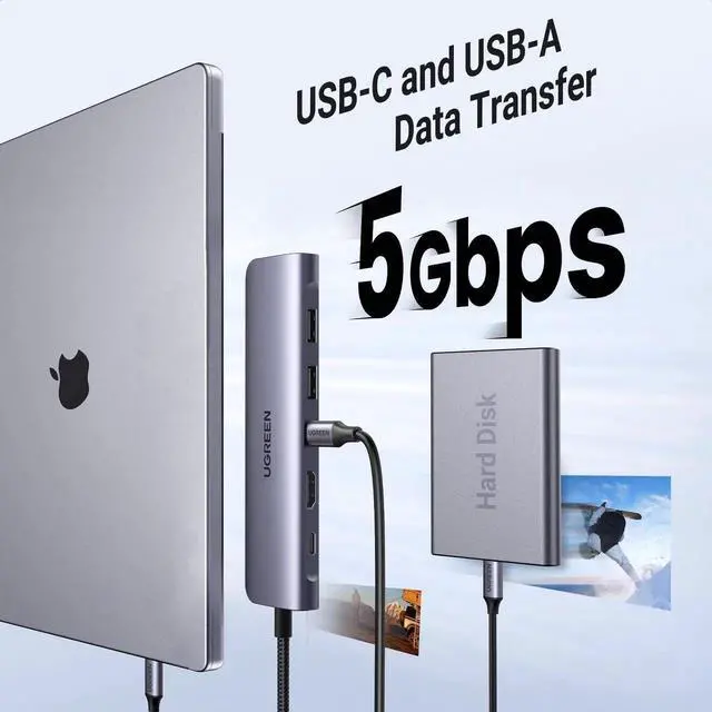 Alt view image 5 of 7 - WRIARICH Revodok 1071 7-in-1 USB C Multiport Dock, 4K HDMI Output, 100W PD Charging, 5Gbps USB-C & Dual USB-A Data Ports, SD TF Card Reader for USB-C Laptops Tablets