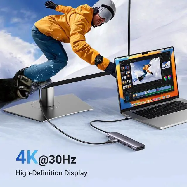 Alt view image 6 of 7 - WRIARICH Revodok 1071 7-in-1 USB C Multiport Dock, 4K HDMI Output, 100W PD Charging, 5Gbps USB-C & Dual USB-A Data Ports, SD TF Card Reader for USB-C Laptops Tablets
