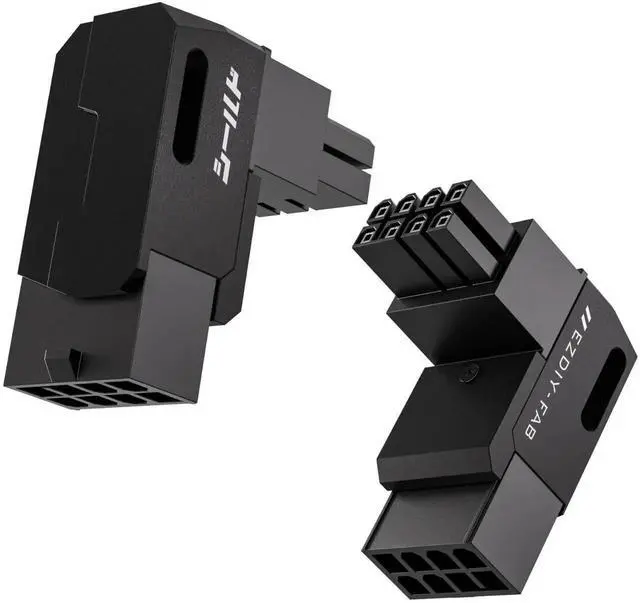 Main image of WRIARICH 2 Pack Black Shield Series 90° Angled 8Pin PCIe GPU Power Adapter, Aluminum Alloy Graphics Card Power Direction Changer