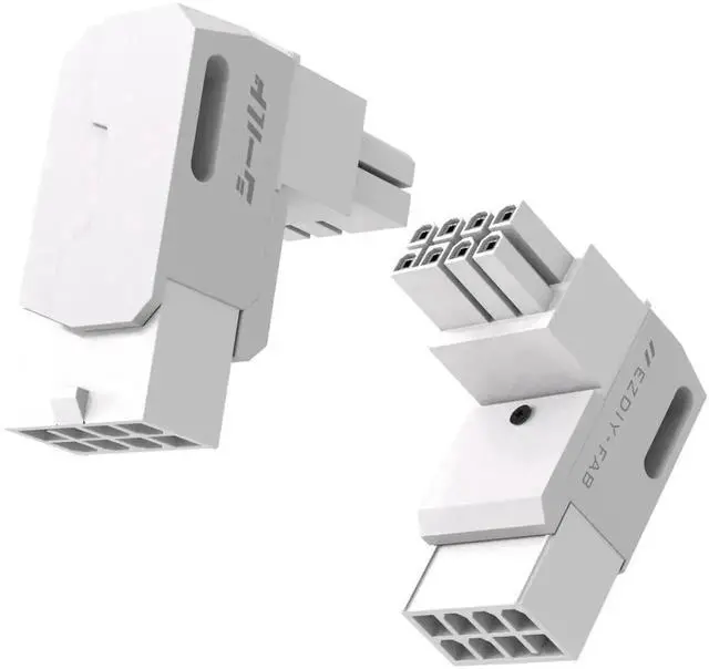 Main image of WRIARICH 2 Pack Shield Series 90 Degree 8 Pin PCIe GPU Power Adapter, Aluminum Shell Angled 8Pin PCI-E Power Connector White for Desktop Graphics Card Cable Management