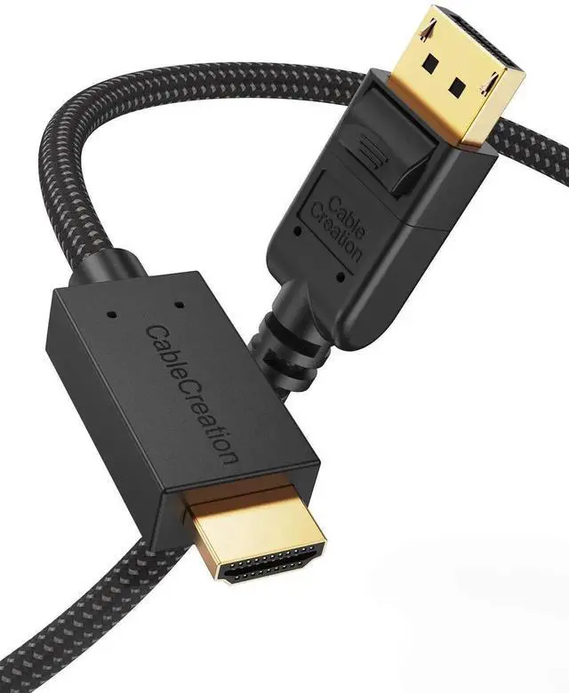 Main image of WRIARICH 6FT Active DisplayPort to HDMI Braided Cable, 4K@30Hz 3D Eyefinity Multi-Screen Cord 1.83M Black for GPU Monitor