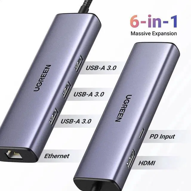 Alt view image 4 of 7 - WRIARICH Revodok 6 in 1 USB C Hub with Gigabit Ethernet, 4K HDMI, 100W PD Charging, USB A Data Ports, Multiport USB-C Adapter Compatible with Mac M1/M2/M3, iPad, iPhone 16 Pro/Pro Max, Steam Deck