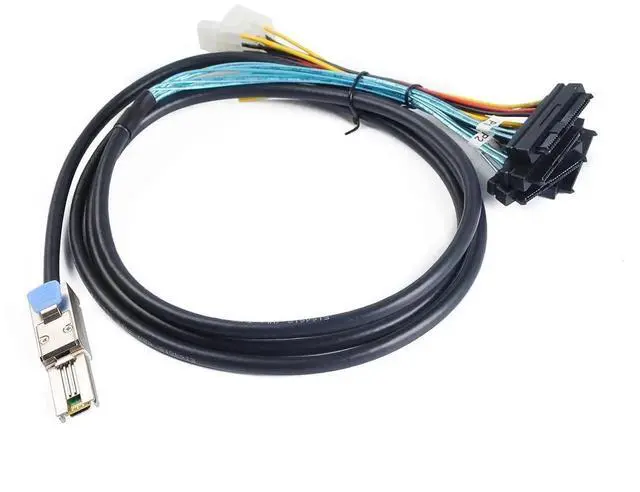 Alt view image 5 of 6 - WRIARICH 2M Mini-SAS SFF-8088 26Pin to 4X SAS SFF-8482 29Pin Fanout Cable with Large 4Pin Power, 6.6FT Compatible with Dell HP Lenovo Supermicro Server RAID HBA Controller