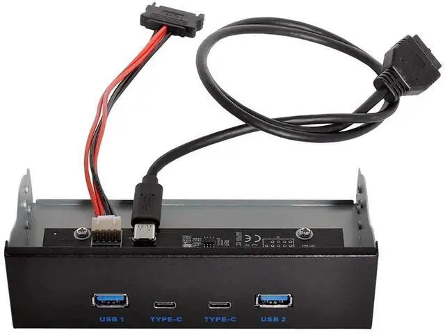Alt view image 3 of 7 - WRIARICH 5.25 Inch Optical Drive Bay Front Panel Hub, 4-Port USB 3.0 + USB-C Motherboard Expansion Adapter for Desktop PC Chassis