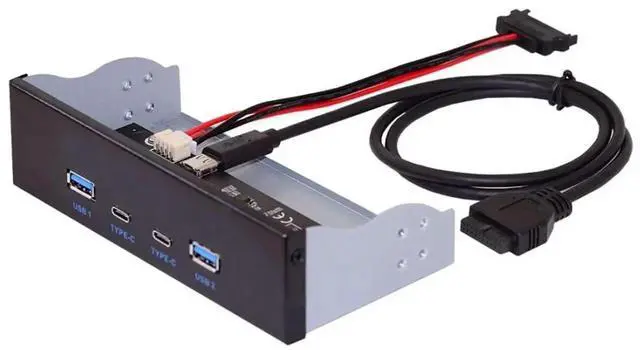 Alt view image 6 of 7 - WRIARICH 5.25 Inch Optical Drive Bay Front Panel Hub, 4-Port USB 3.0 + USB-C Motherboard Expansion Adapter for Desktop PC Chassis