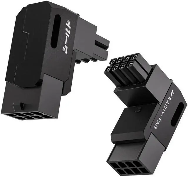 Main image of WRIARICH 2 Pack Black Shield Series Reverse 90° Angled 8Pin PCIe GPU Power Adapter, Aluminum Alloy Direction Changing Connector