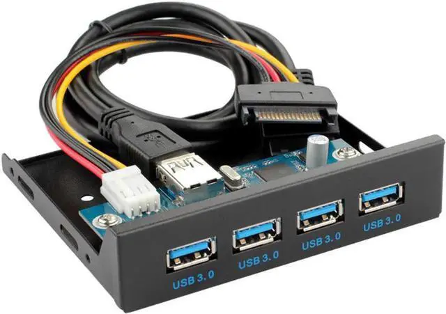 Main image of WRIARICH 4-Port USB 3.0 Front Panel Hub for 3.5-inch Floppy Bay, Internal Expansion Dock with 20Pin Motherboard Header Cable for Desktop PC Case
