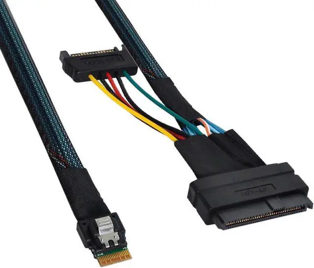 Alt view image 4 of 7 - WRIARICH 100cm U.2 SFF-8639 to Slimline SFF-8654 4i NVMe PCIe High-Speed Cable