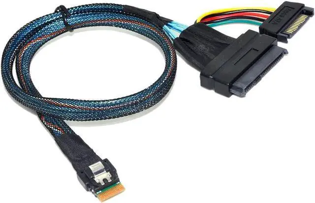 Alt view image 5 of 7 - WRIARICH 100cm U.2 SFF-8639 to Slimline SFF-8654 4i NVMe PCIe High-Speed Cable