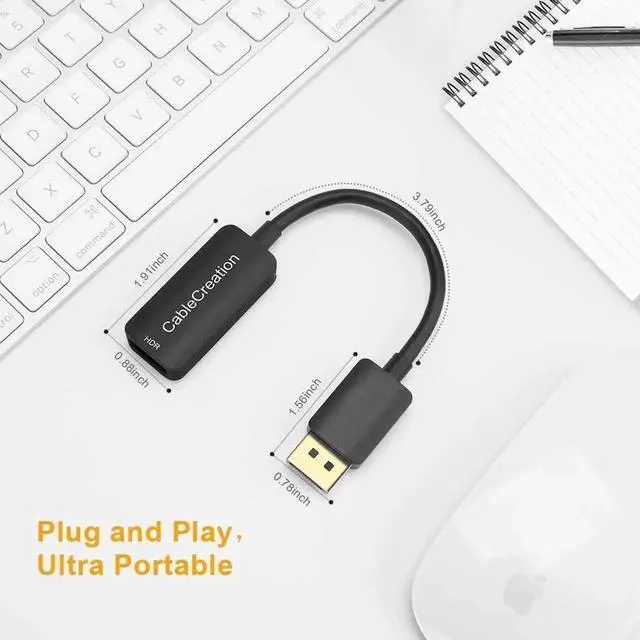 Alt view image 2 of 7 - WRIARICH CableCreation Active DP 1.4 Male to HDMI 2.0 Female Adapter Gold-Plated Support 4K60Hz 2K144Hz HDR Eyefinity Multi-Display