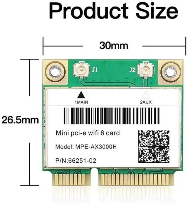 Alt view image 2 of 6 - WRIARICH MPE-AX3000H Mini PCIe WiFi 6 Network Card with AX200HMW Chip, Tri-Band 2.4G/5G/6GHz, 2400Mbps+574Mbps, Bluetooth 5.2, MU-MIMO for Laptop Upgrade