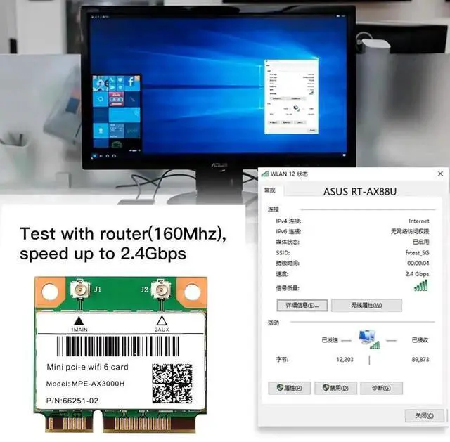 Alt view image 6 of 6 - WRIARICH MPE-AX3000H Mini PCIe WiFi 6 Network Card with AX200HMW Chip, Tri-Band 2.4G/5G/6GHz, 2400Mbps+574Mbps, Bluetooth 5.2, MU-MIMO for Laptop Upgrade