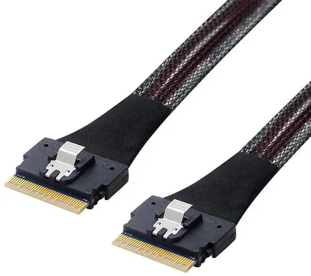 Main image of WRIARICH 50cm PCIe 4.0 Slimline SAS SFF-8654 8i 74Pin Interconnect Cable, SFF-8654 Host to SFF-8654 Target Internal Server RAID Storage Cable